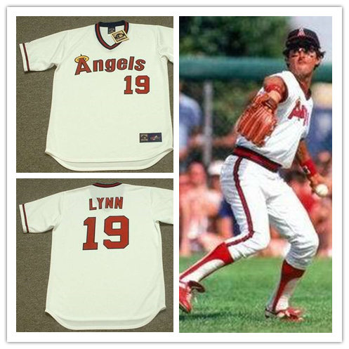 Mens California Angels #19 FRED LYNN 1982 White Pullover Cooperstown Throwback Jersey