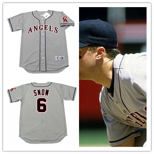 Mens California Angels #6 J.T. SNOW 1996 Grey Away Majestic Throwback Cooperstown Jersey Mens California Angels #6 J.T. SNOW 1996 Grey Away Majestic Throwback Cooperstown Jersey