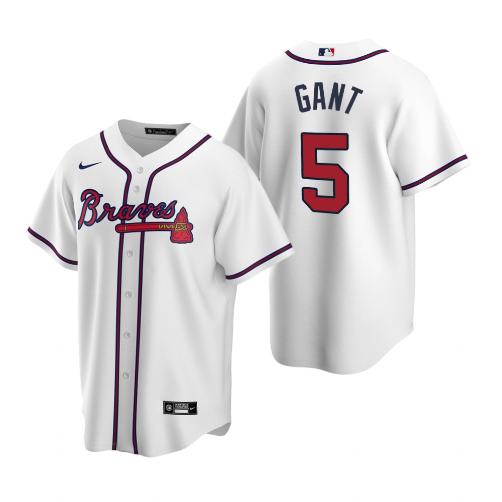 Mens Atlanta Braves Retired Player #5 Ron Gant Stitched Nike White Home CoolBase Jersey