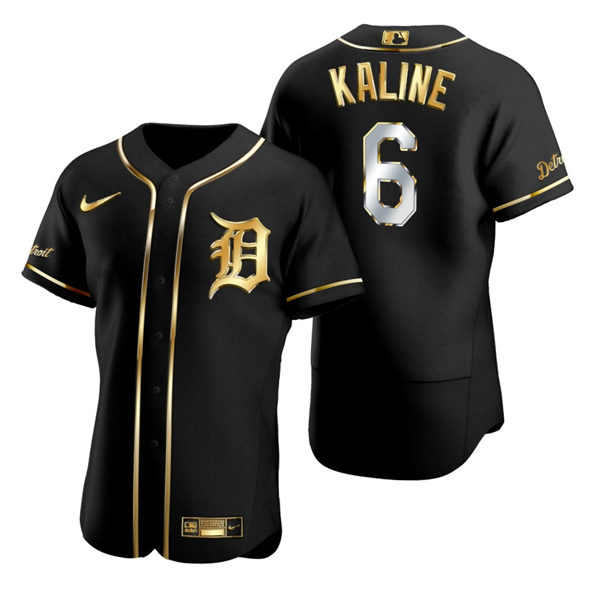 Mens Detroit Tigers #6 Al Kaline Nike Black Golden Edition Stitched Jersey