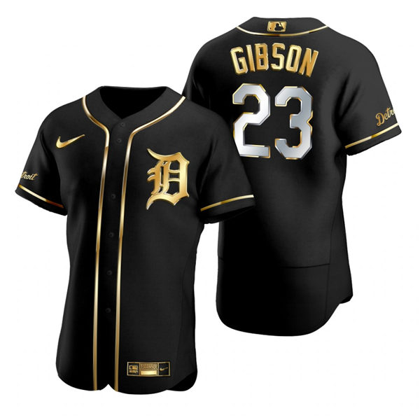 Mens Detroit Tigers #23 Kirk Gibson Nike Black Golden Edition Stitched Jersey
