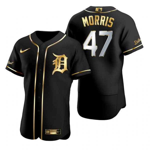 Mens Detroit Tigers #47 Jack Morris Nike Black Golden Edition Stitched Jersey