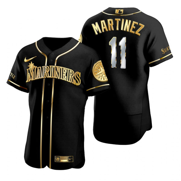 Mens Seattle Mariners #11 Edgar Martinez Nike Black Golden Edition Stitched Jersey
