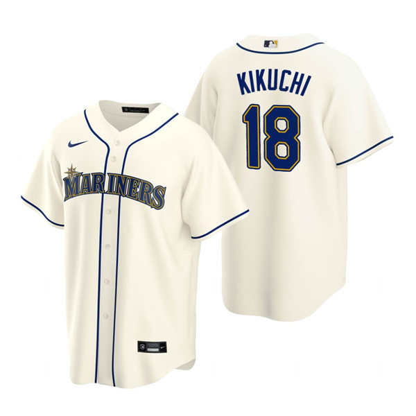 Mens Seattle Mariners #18 Yusei Kikuchi Nike Cream Alternate CoolBase Jersey