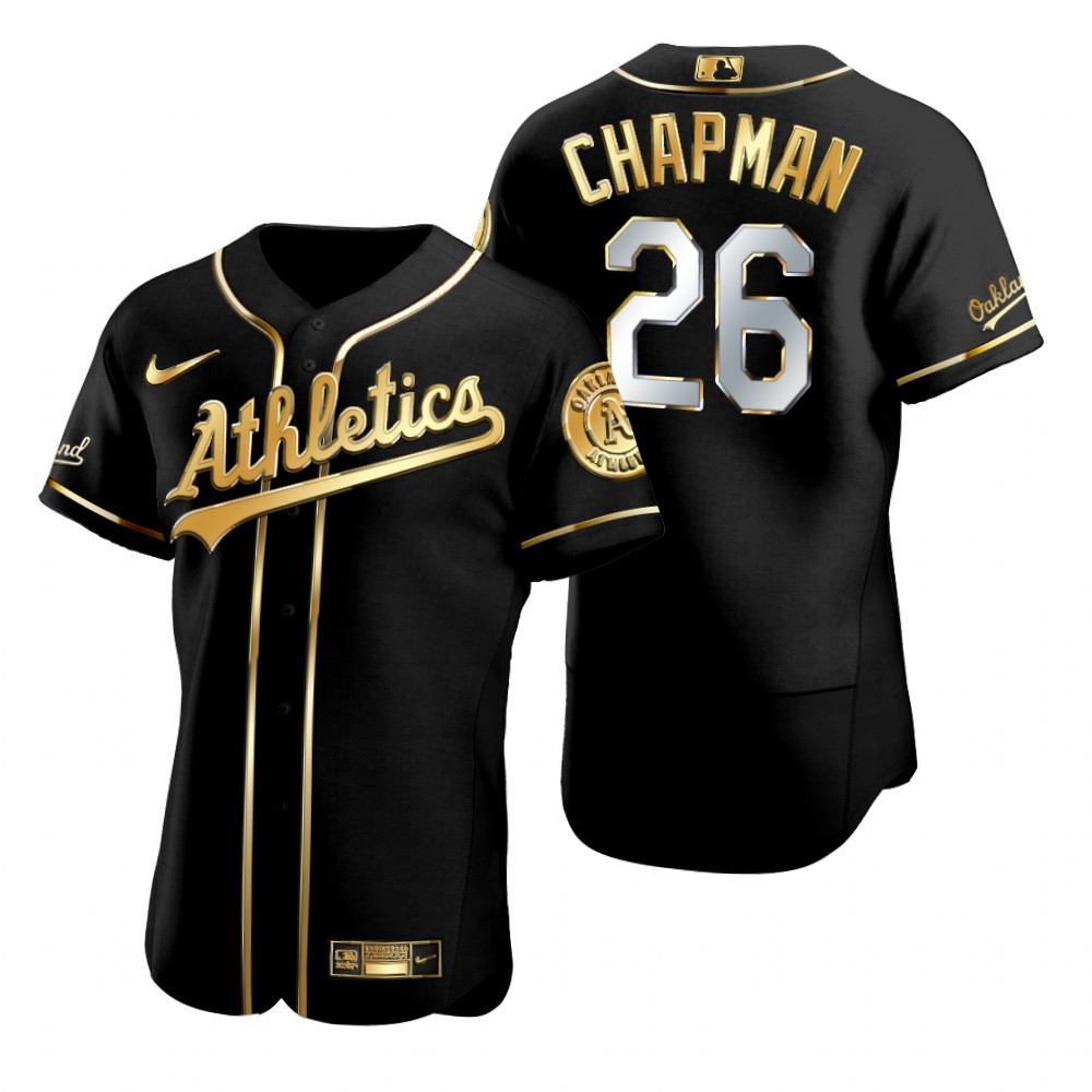 Mens Oakland Athletics #26 Matt Chapman Nike Black Golden Edition Stitched Jersey