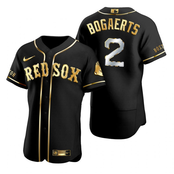 Mens Boston Red Sox #2 Xander Bogaerts Nike Black Golden Edition Stitched Jersey