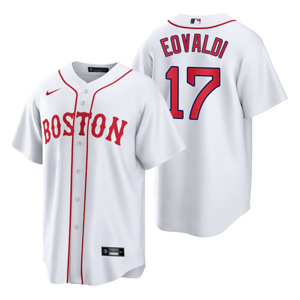 Youth Boston Red Sox #17 Nathan Eovaldi White 2021 Patriots' Day Jersey