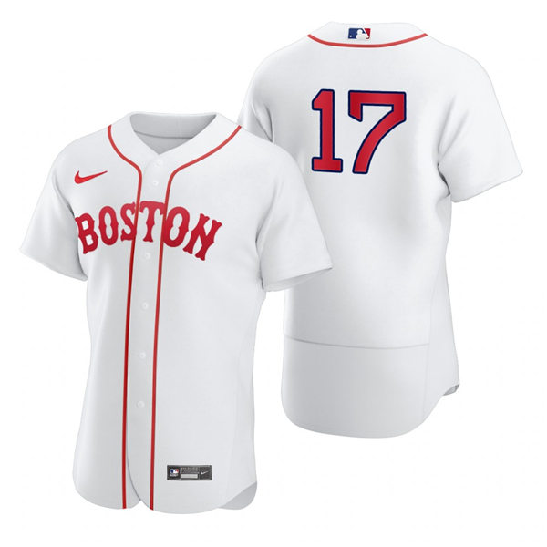 Mens Boston Red Sox #17 Nathan Eovaldi Nike White 2021 Patriots Day Authentic Flex Base Jersey