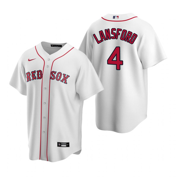 Mens Boston Red Sox Retired Player #4 Carney Lansford Nike White Home Cool Base Jersey