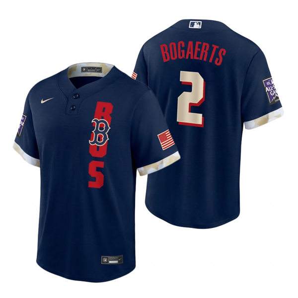 Mens Boston Red Sox #2 Xander Bogaerts Navy 2021 MLB All-Star Game Replica Jersey