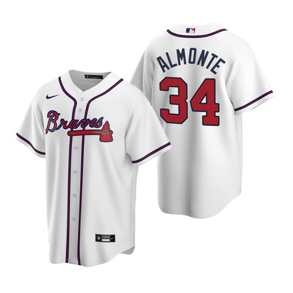 Mens Atlanta Braves #34 Abraham Almonte Stitched Nike White Home CoolBase Jersey