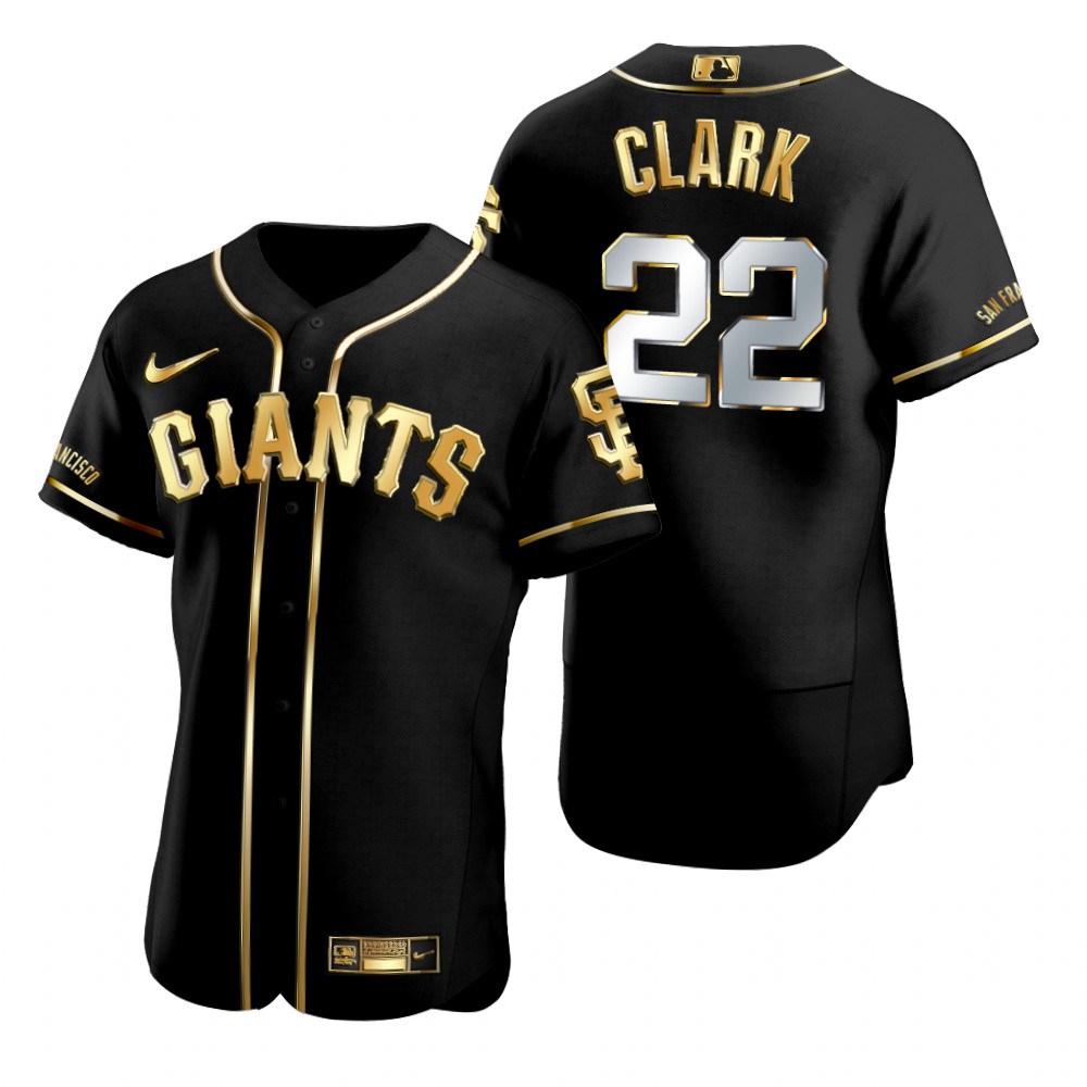 Mens San Francisco Giants Retired Players #22 Will Clark Nike Black Golden Edition Stitched Jersey