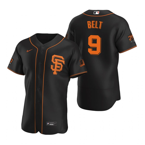 Mens San Francisco Giants #9 Brandon Belt Nike Black Alternate Flexbase Jersey
