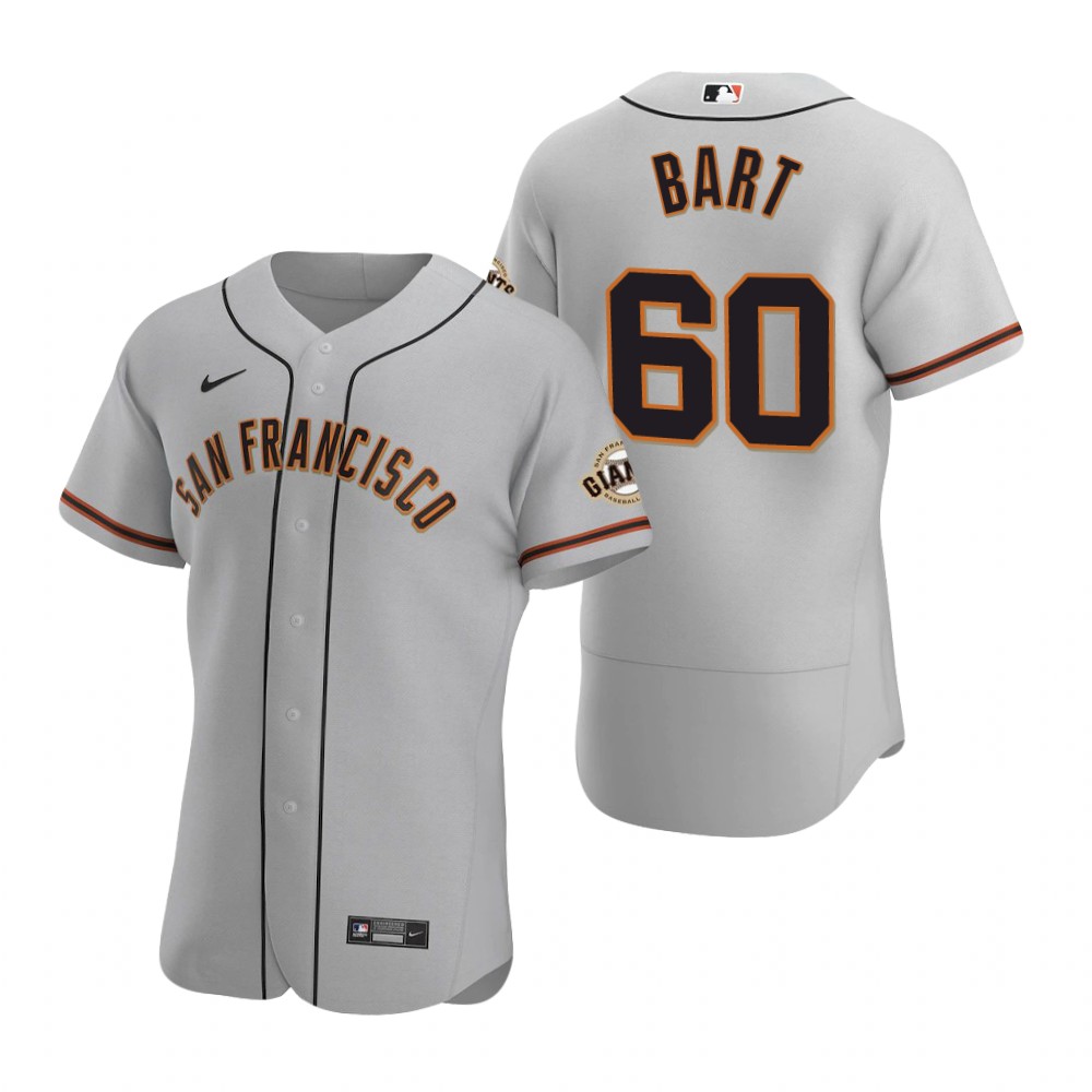 Mens San Francisco Giants #60 Joey Bart Nike Grey Road Flexbase Jersey Mens San Francisco Giants #60 Joey Bart Nike Grey Road Flexbase Jersey