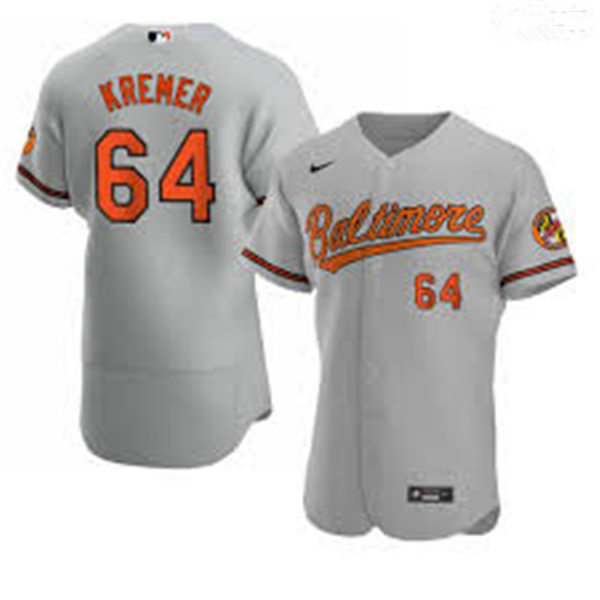 Mens Baltimore Orioles #64 Dean Kremer Nike Grey Road Flexbase Jersey Mens Baltimore Orioles #64 Dean Kremer Nike Grey Road Flexbase Jersey