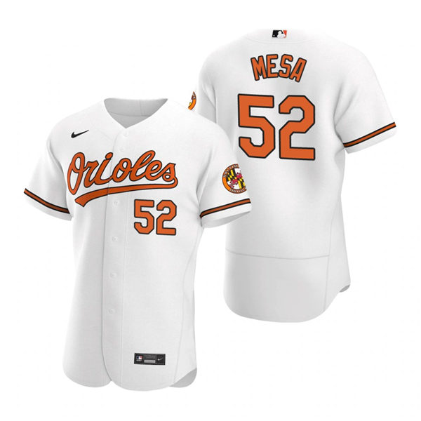 Mens Baltimore Orioles Retired Player #52 Jose Mesa Nike Home White Flexbase Jersey