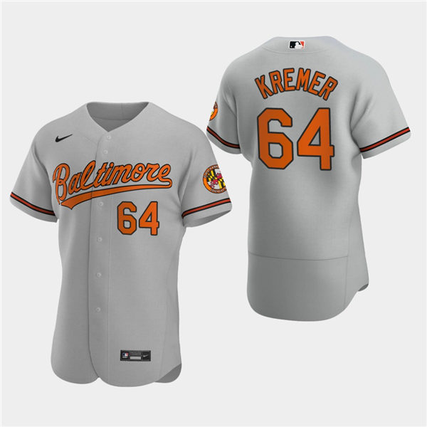 Mens Baltimore Orioles #64 Dean Kremer Nike Grey Road Flexbase Jersey Mens Baltimore Orioles #64 Dean Kremer Nike Grey Road Flexbase Jersey
