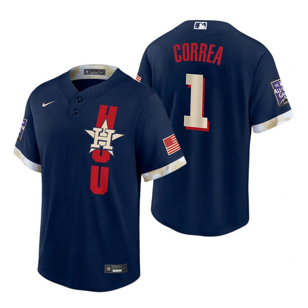Mens Houston Astros #1 Carlos Correa Nike Navy Stitched 2021 MLB All-Star Game Jersey Mens Houston Astros #1 Carlos Correa Nike Navy Stitched 2021 MLB All-Star Game Jersey