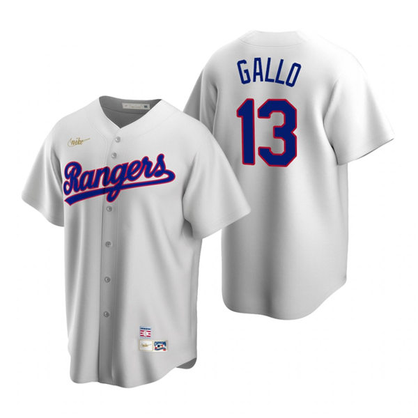 Mens Texas Rangers #13 Joey Gallo Nike White Cooperstown Collection Jersey
