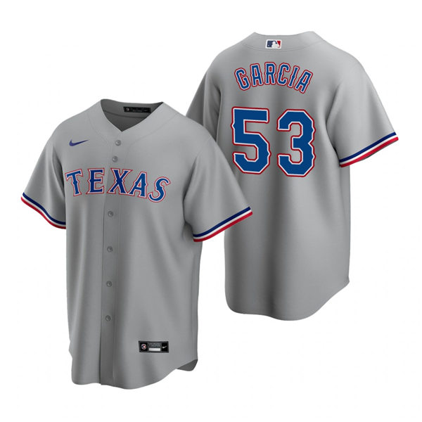 Mens Texas Rangers #53 Adolis Garcia Nike Grey Road CoolBase Player Jersey