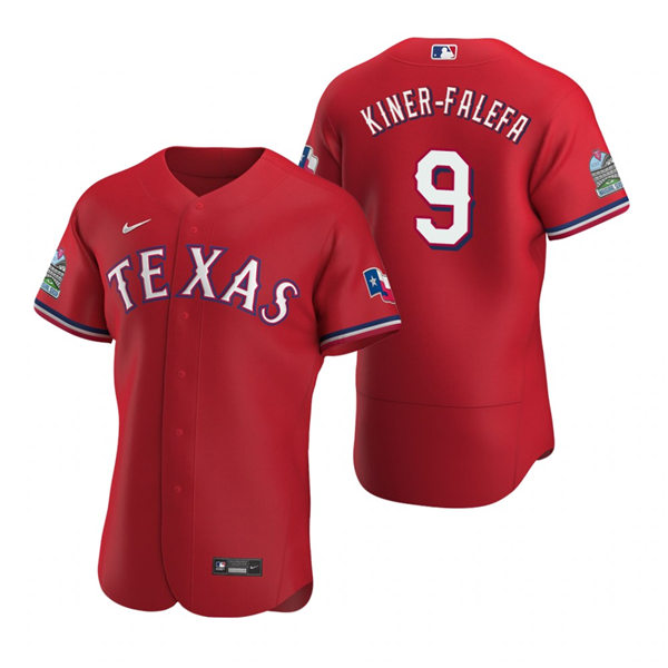 Mens Texas Rangers #9 Isiah Kiner-Falefa Nike Red Alternate FlexBase Player Jersey