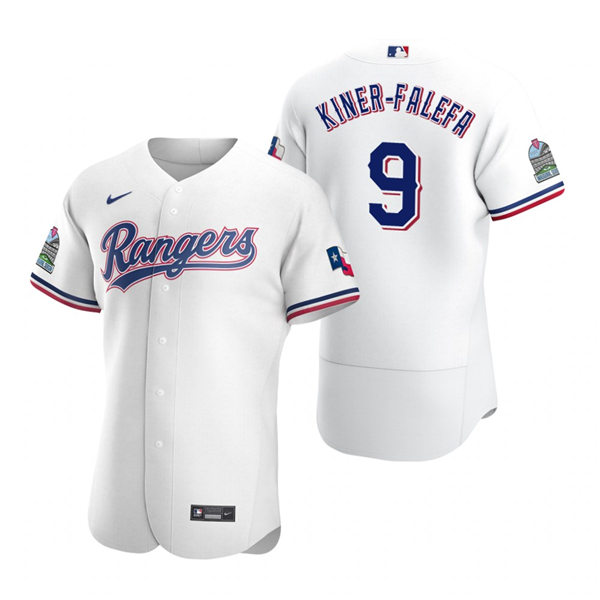 Mens Texas Rangers #9 Isiah Kiner-Falefa Nike White Home FlexBase Player Jersey