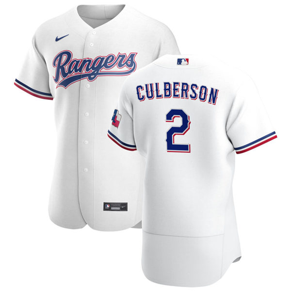 Mens Texas Rangers #2 Charlie Culberson Nike White Home FlexBase Player Jersey