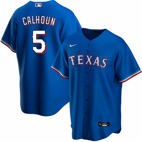 Mens Texas Rangers #5 Willie Calhoun Nike Royal Alternate CoolBase Player Jersey