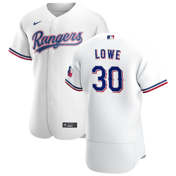 Mens Texas Rangers #30 Nate Lowe Nike White Home FlexBase Player Jersey