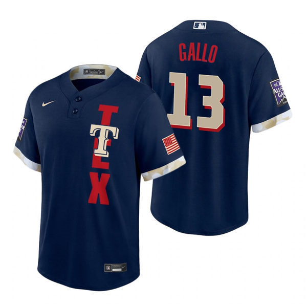 Mens Texas Rangers #13 Joey Gallo Navy 2021 MLB All-Star Game Replica Jersey