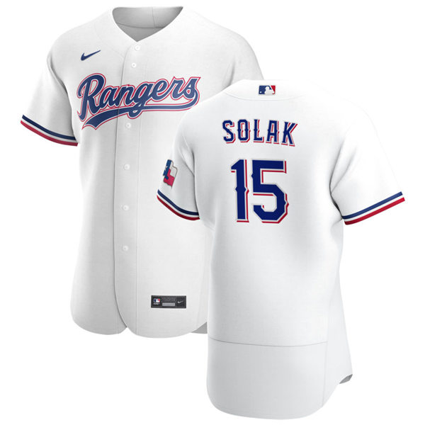 Mens Texas Rangers #15 Nick Solak Nike White Home FlexBase Player Jersey