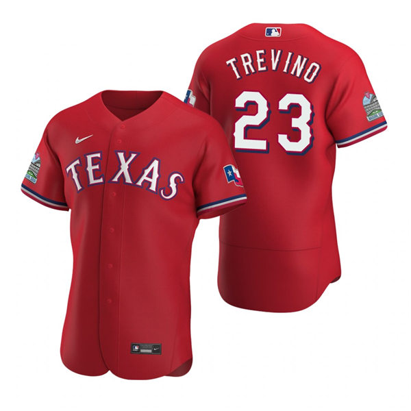 Mens Texas Rangers #23 Jose Trevino Nike Red Alternate FlexBase Player Jersey