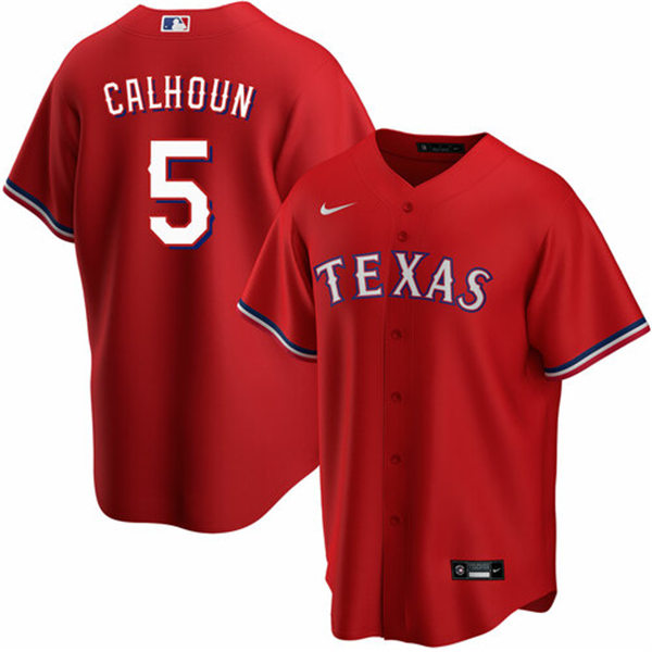 Mens Texas Rangers #5 Willie Calhoun Nike Red Alternate CoolBase Player Jersey Mens Texas Rangers #5 Willie Calhoun Nike Red Alternate CoolBase Player Jersey