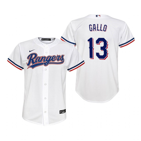 Youth Texas Rangers #13 Joey Gallo Nike White Home Stitched Jersey
