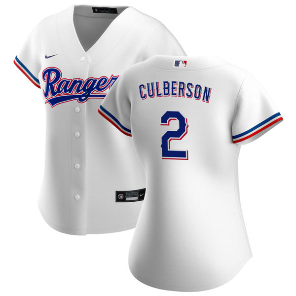 Womens Texas Rangers #2 Charlie Culberson Nike White Home Stitched Jersey