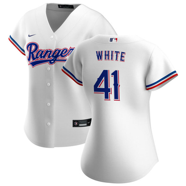 Womens Texas Rangers #41 Eli White Nike White Home Stitched Jersey