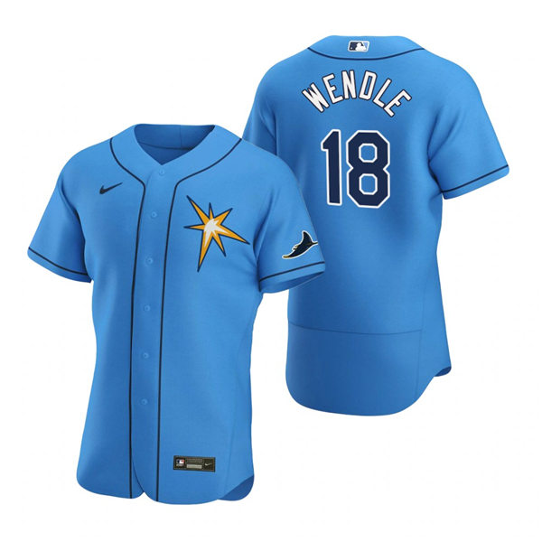Mens Tampa Bay Rays #18 Joey Wendle Nike Light Blue Star FlexBase Jersey