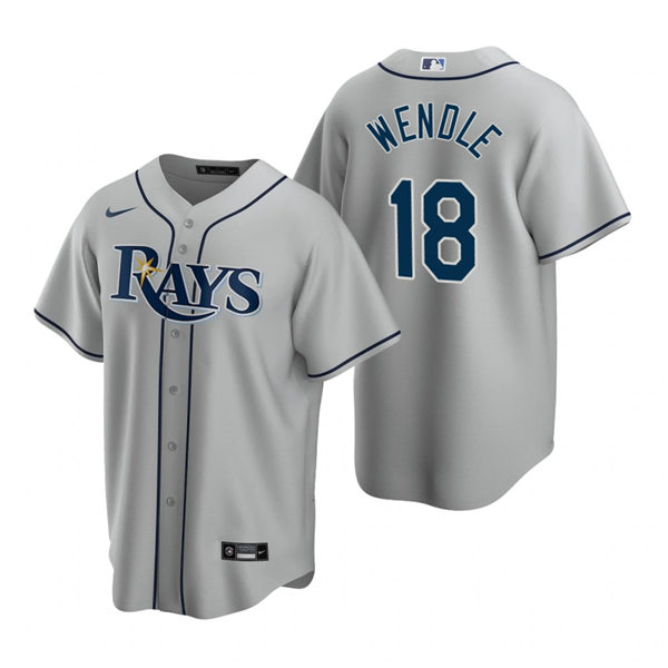 Mens Tampa Bay Rays #18 Joey Wendle Nike Gray Road Stitched Jersey