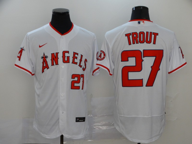 Youth Los Angeles Angels #27 Mike Trout Stitched Nike White Jersey