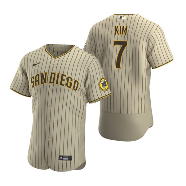 Mens San Diego Padres #7 Ha-Seong Kim Nike Tan Brown Alternate Flex Base Jersey
