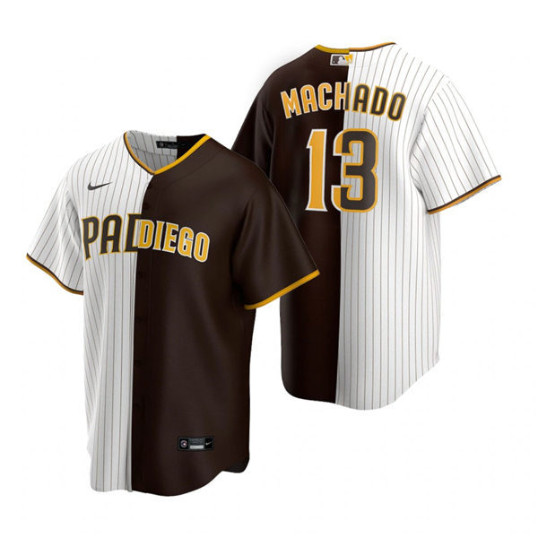 Mens San Diego Padres #13 Manny Machado Nike White Borwn Split Two-Tone Jersey Mens San Diego Padres #13 Manny Machado Nike White Borwn Split Two-Tone Jersey