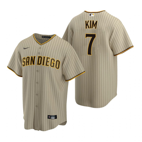 Mens San Diego Padres #7 Ha-Seong Kim Nike Nike Tan Brown Alternate CoolBase Jersey