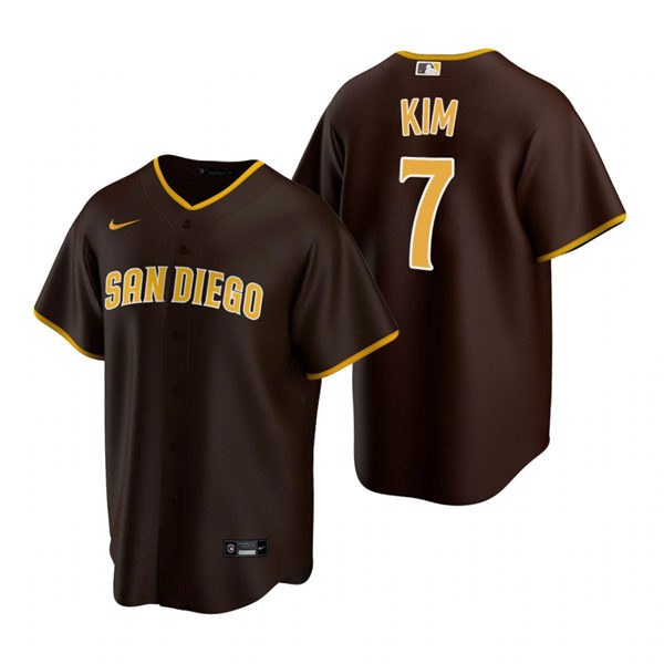 Mens San Diego Padres #7 Ha-Seong Kim Nike Brown Road CoolBase Jersey Mens San Diego Padres #7 Ha-Seong Kim Nike Brown Road CoolBase Jersey
