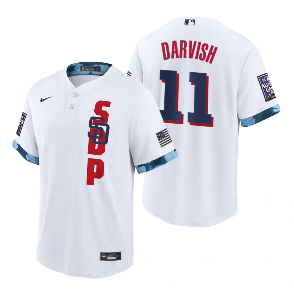Mens San Diego Padres #11 Yu Darvish Nike White Stitched 2021 MLB All-Star Game Jersey