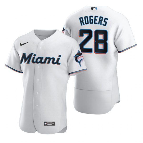 Mens Miami Marlins #28 Trevor Rogers Nike White Home FlexBase Jersey Mens Miami Marlins #28 Trevor Rogers Nike White Home FlexBase Jersey