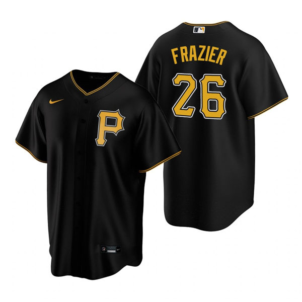 Mens Pittsburgh Pirates #26 Adam Frazier Nike Black Alternate Team Logo P CoolBase Jersey Mens Pittsburgh Pirates #26 Adam Frazier Nike Black Alternate Team Logo P CoolBase Jersey
