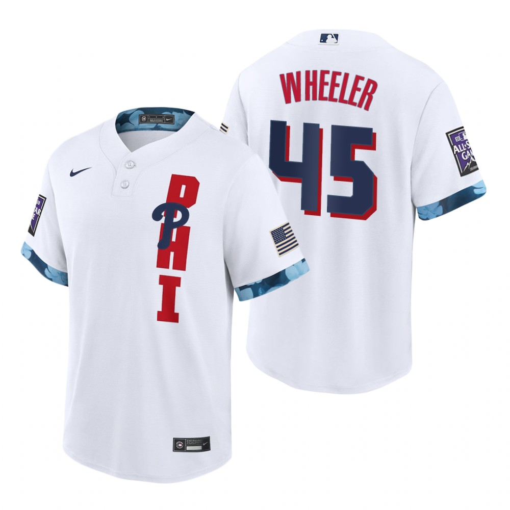 Mens Philadelphia Phillies #45 Phillies Zack Nike White Stitched 2021 MLB All-Star Game Jersey