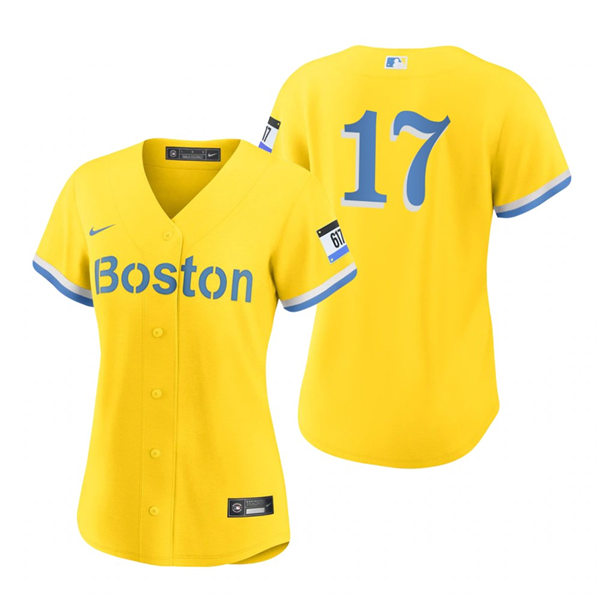 Womens Boston Red Sox #17 Nathan Eovaldi Nike Yellow 2021 City Connect Jersey