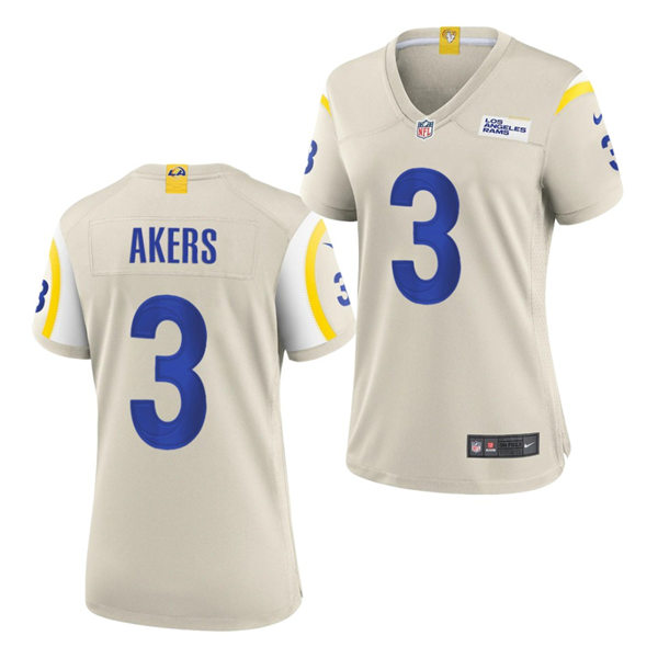 Womens Los Angeles Rams #3 Cam Akers Nike Bone Stitched Game Jersey