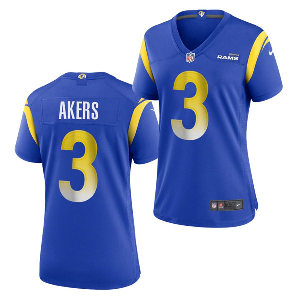 Womens Los Angeles Rams #3 Cam Akers Nike Royal Stitched Game Jersey